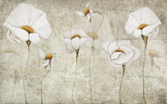 Flores blancas en diseño artístico, mural vinilo decorativo MW.ACU.30 - comprar online