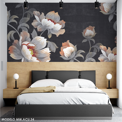 Elegant flowers with dark background, decorative mural - Model MW.ACU.34