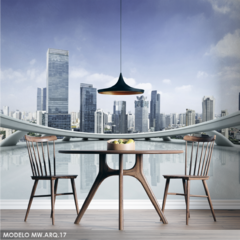 Mural skyline futurista de ciudad con diseño moderno, MW.ARQ.17