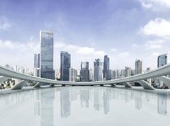 Mural skyline futurista de ciudad con diseño moderno, MW.ARQ.17 - comprar online
