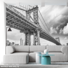 Mural del puente Manhattan en blanco y negro, MW.ARQ.18