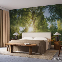 Mural de bosque con luz del sol, diseño natural envolvente, MW.BOS.01 - comprar online