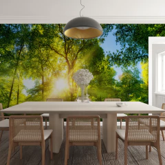 Mural de bosque con luz del sol, diseño natural envolvente, MW.BOS.01 en internet