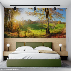 Countryside mural with green hills and radiant sun, MW.BOS.06 on internet