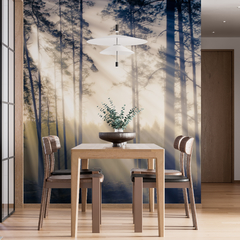 Mural de bosque con rayos de sol, atmósfera tranquila y serena, MW.BOS.09 - comprar online