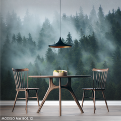 Foggy Forest Wall Mural, Mystical and Serene Nature Design - MW.BOS.12
