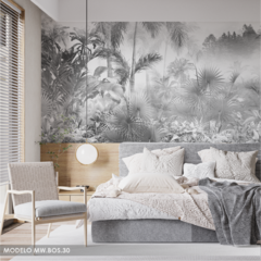 Mural de Vinilo Ilustración en Blanco y Negro de Palmeras - MW.BOS.30