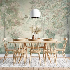 Mural Botánico Autoadhesivo Vinílico - Bosque Verde y Beige MW.BOT.01 - tienda online