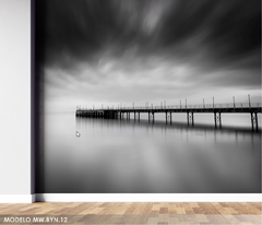 Muelle en la niebla mural con efecto de profundidad, MW.BYN.12