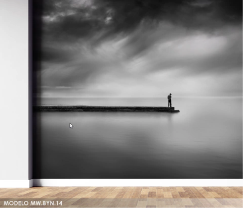 Man alone by the sea conceptual mural, MW.BYN.14