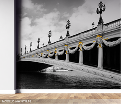 Puente Alexandre III en París mural en blanco y negro, MW.BYN.18