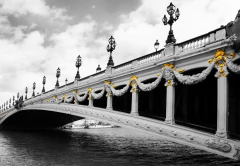Alexandre III Bridge in Paris black and white mural, MW.BYN.18 - buy online