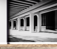 Columnas arquitectónicas en blanco y negro mural estructural, MW.BYN.20