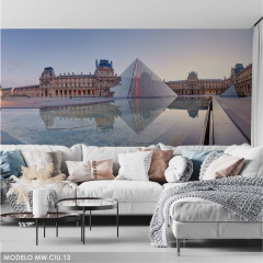 Louvre Museum with Glass Pyramid Vinyl Mural, Paris, France - MW.CIU.13