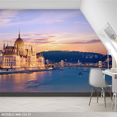 Mural Vinílico Budapest Parlamento, Fotomural Panorámico Ciudad MW.CIU.31 - comprar online