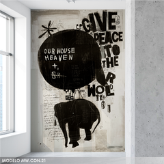 Mural fotográfico Elefante y globo en blanco y negro, MW.CON.21