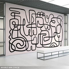 Abstract Black Line Design Photographic Mural, MW.CON.26
