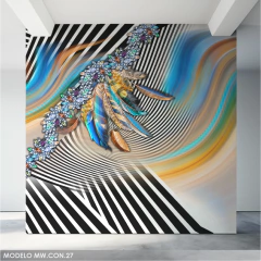 Feather Design with Optical Effect Photographic Mural, MW.CON.27