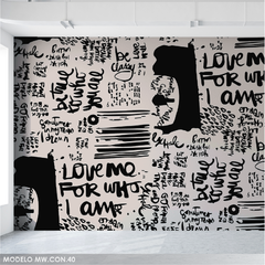 Mural graffiti, frases disruptivas en tipografía, MW.CON.40
