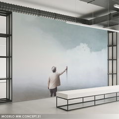 Mural de vinilo, hombre tocando nubes, arte conceptual MW.CONCEPT.31