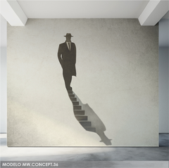 Mural de vinilo, hombre con sombra de escalera, arte conceptual MW.CONCEPT.36