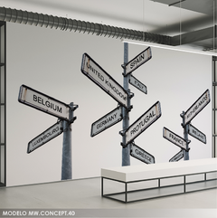Mural de vinilo, señales de direcciones en ciudades, arte conceptual MW.CONCEPT.40