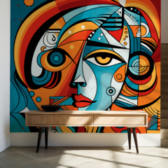Mural de vinilo, retrato cubista colorido, arte moderno MW.CUB.01 en internet