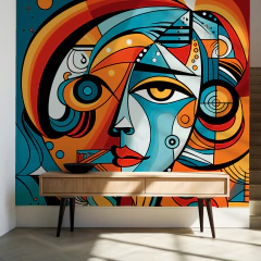 Vinyl mural, colorful cubist portrait, modern art MW.CUB.01 on internet