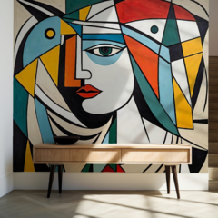 Mural de vinilo, rostro geométrico, estilo abstracto MW.CUB.02 - Little Dreamer Deco - vinilos decorativos infantiles