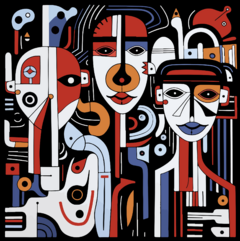 Mural de vinilo, retrato de mujer cubista, arte vanguardista MW.CUB.04 en internet