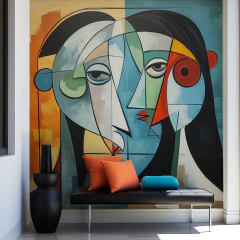 Mural de vinilo, formas geométricas en retrato, mural creativo MW.CUB.10