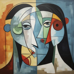 Mural de vinilo, formas geométricas en retrato, mural creativo MW.CUB.10 - comprar online