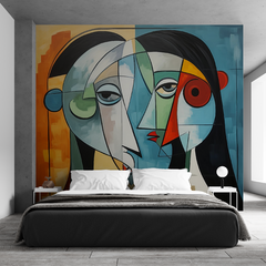 Mural de vinilo, formas geométricas en retrato, mural creativo MW.CUB.10 en internet