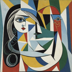 Mural de vinilo, dos rostros entrelazados, arte cubista MW.CUB.14 - comprar online