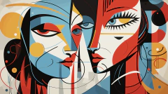 Mural de vinilo, rostros femeninos coloridos, arte cubista MW.CUB.15 - comprar online