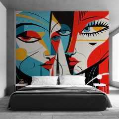 Mural de vinilo, rostros femeninos coloridos, arte cubista MW.CUB.15 en internet
