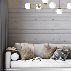 Mural de vinilo de madera gris clara con textura, modelo MW.MAD.04 - comprar online