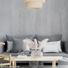 Mural de vinilo de madera gris clara con vetas, modelo MW.MAD.08 - comprar online