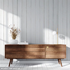Vintage white wood vinyl mural, model MW.MAD.09