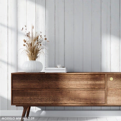 Vintage white wood vinyl mural, model MW.MAD.09 - buy online
