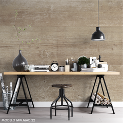 Rustic wood texture vinyl mural with natural grain, model MW.MAD.22