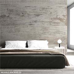 Mural de vinilo de madera desgastada en tonos claros, modelo MW.MAD.23