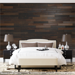 Mural de vinilo de listones de madera oscuros, estilo rústico y elegante, modelo MW.MAD.26 en internet