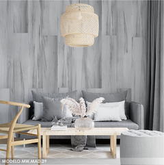 Mural de vinilo con efecto madera gris clara y vetas realistas, modelo MW.MAD.29