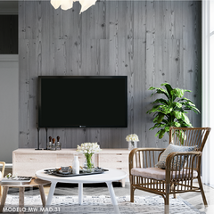 Mural de vinilo simil madera gris oscura con vetas naturales, modelo MW.MAD.31