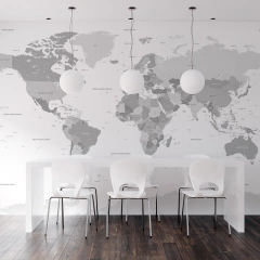 Mural de vinilo Mapa del Mundo Blanco y Negro MW.MAP.05c