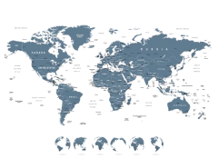 Blue World Map Vinyl Mural on internet