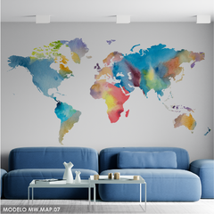 Mural de vinilo Mapa del Mundo Acuarela MW.MAP.07c - comprar online