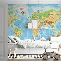 Mural de vinilo Mapa del Mundo Infantil MW.MAP.08c