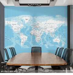 Mural mapa político en tonos beige, decoración geográfica, MW.MAP.16 - comprar online